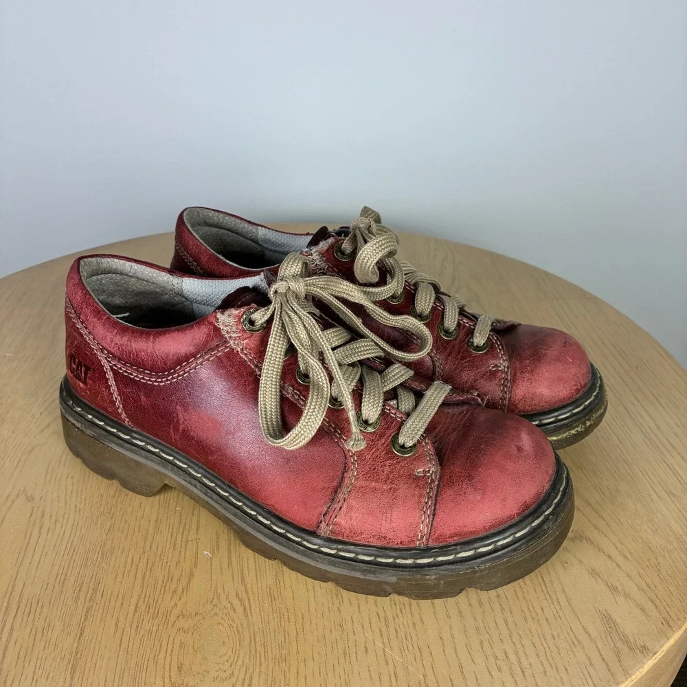 Caterpillar CAT Walking Machines Leather Lug Sole Oxfords Women's 8.5 Y2K Fall
